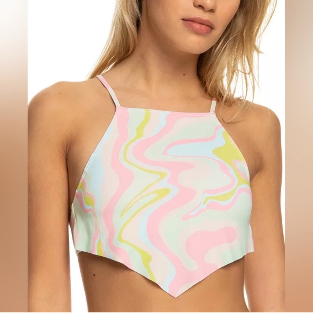 Roxy Pastel Pink and Green Crop Top